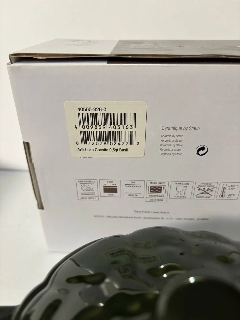 Staub Dark Green Artichaut Ceramic Cocotte